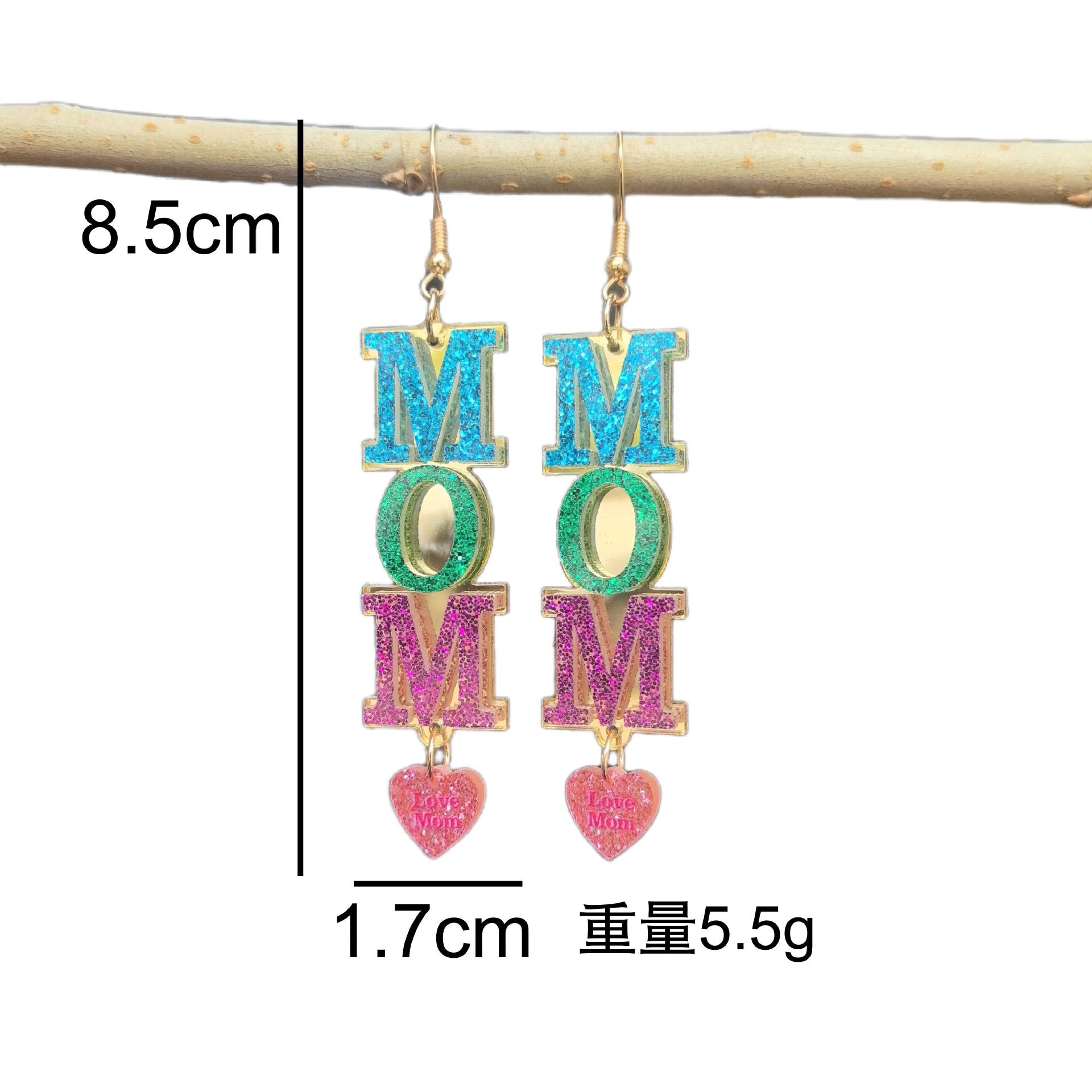 Wholesale  2PCS/Pack Mothers Day Mosaic Acrylic MOM MAMA Letter Love Earrings Holiday Gift Earrings